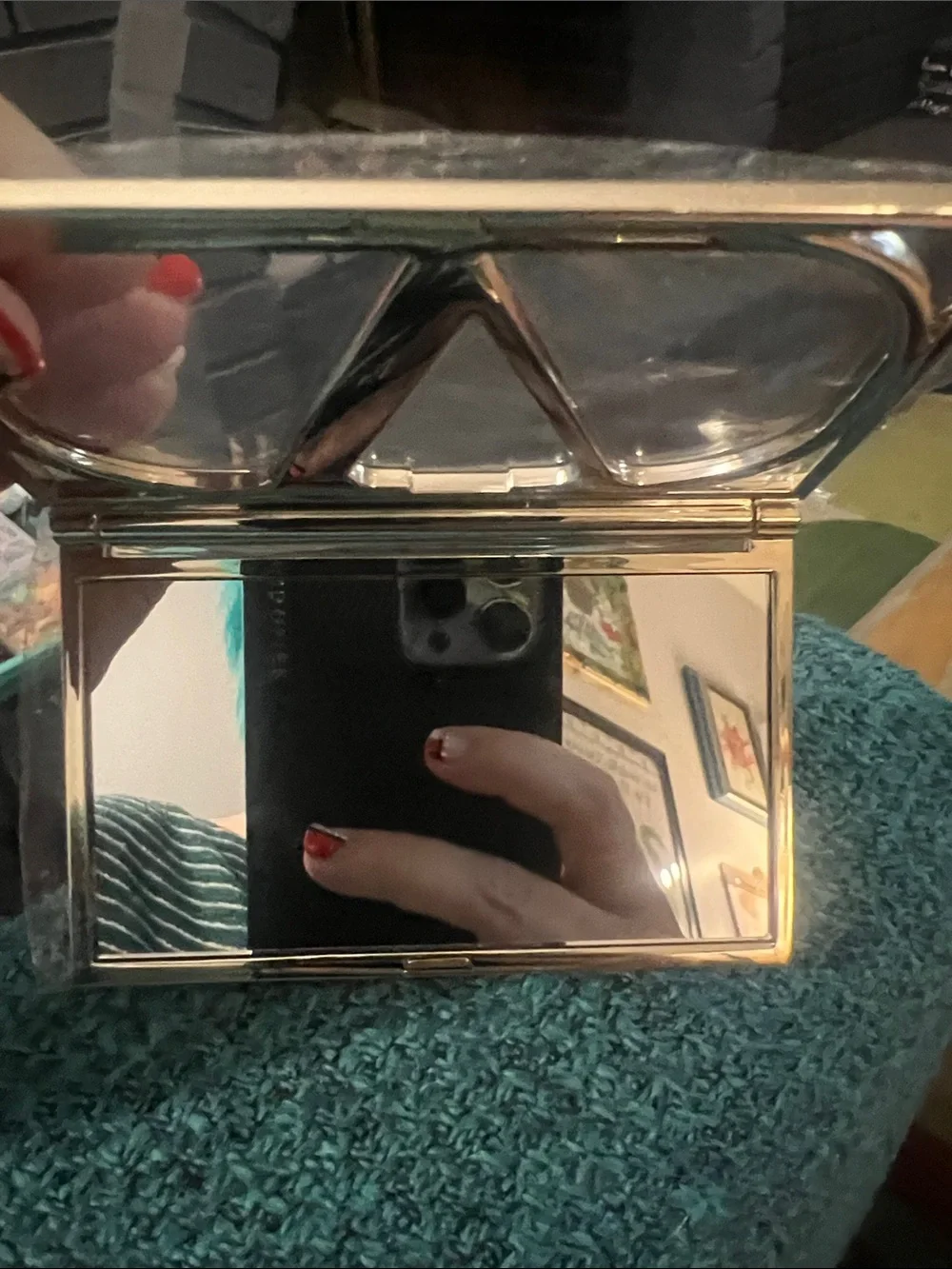 Valentino compact mirror a in silver tone - rarer color